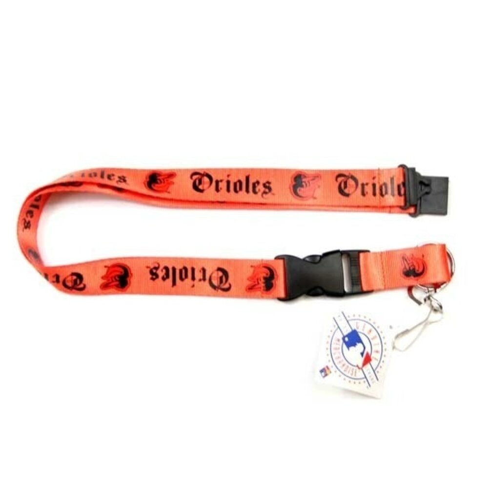 BALTIMORE ORIOLES Lanyard Keychain Double Sided Old English Font Design Licensed